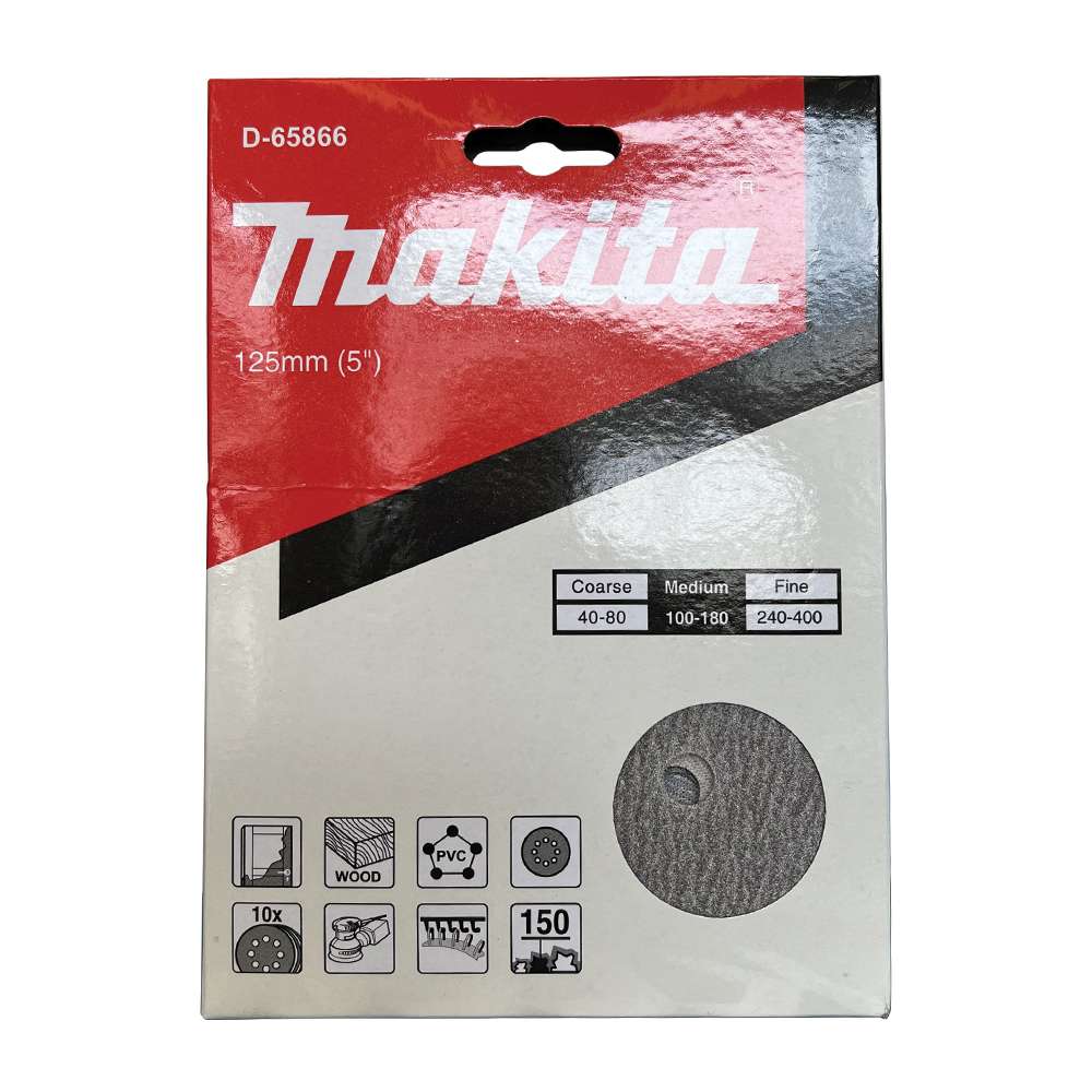 D-65866 Abrasive Disc 5"(125mm) A150 (8hole) H/L Paint (10 Pcs/Set)