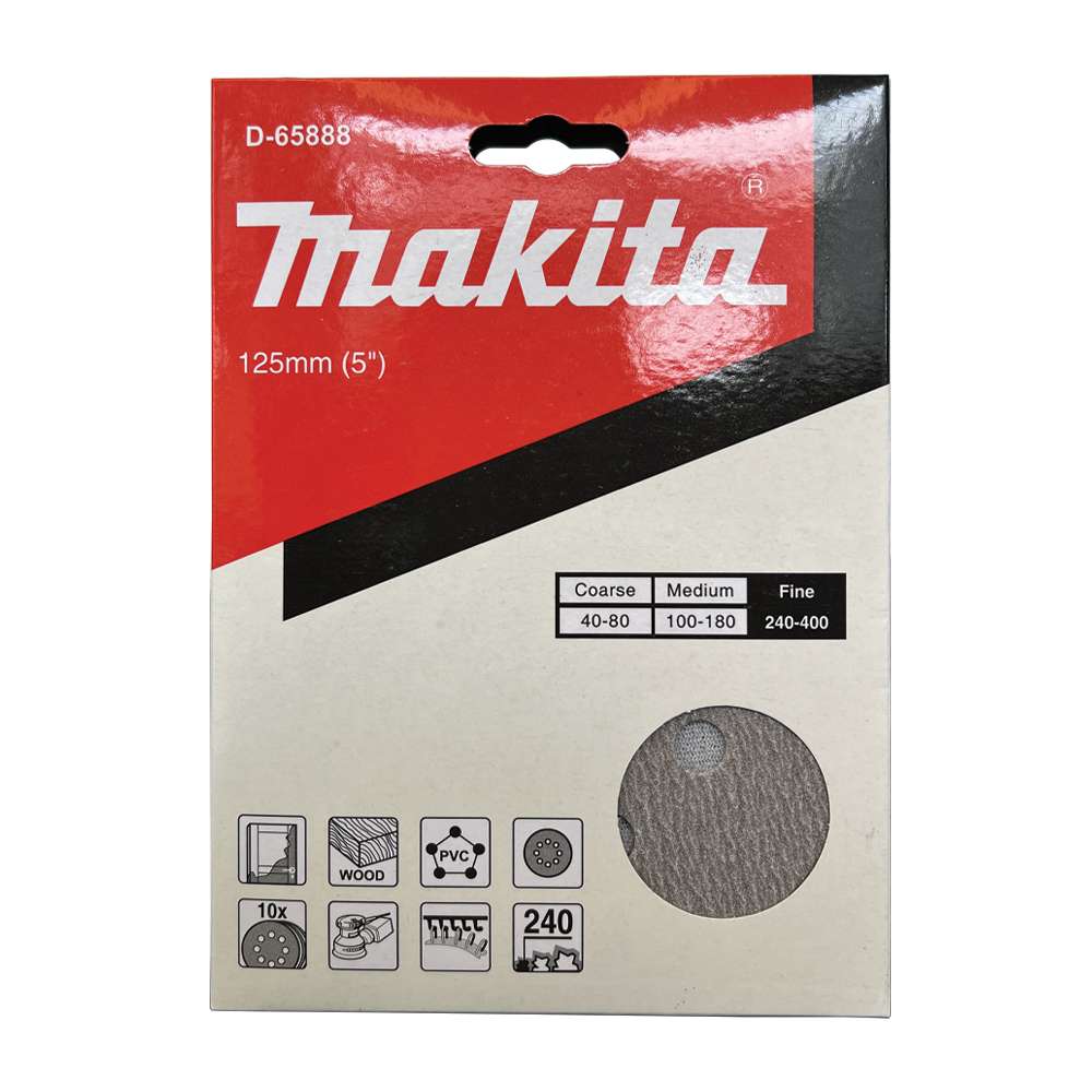 D-65888 Abrasive Disc 5"(125mm) A240 (8hole) H/L Paint (10 Pcs/Set)
