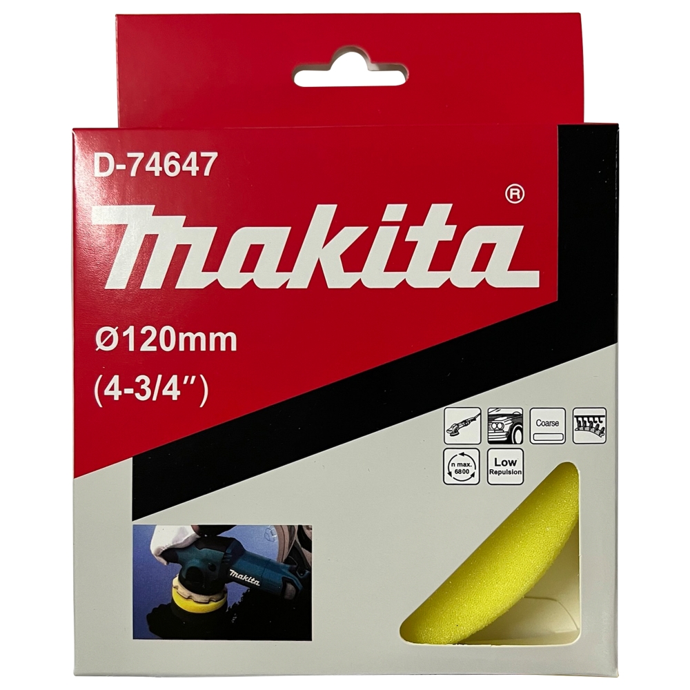 D-74647 Sponge Pad 120mm Yellow (Coarse) Hard Flat