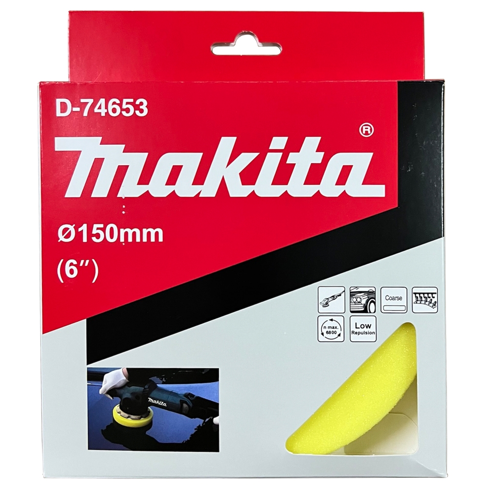 D-74653 Sponge Pad 150mm Yellow (Coarse) Hard Flat