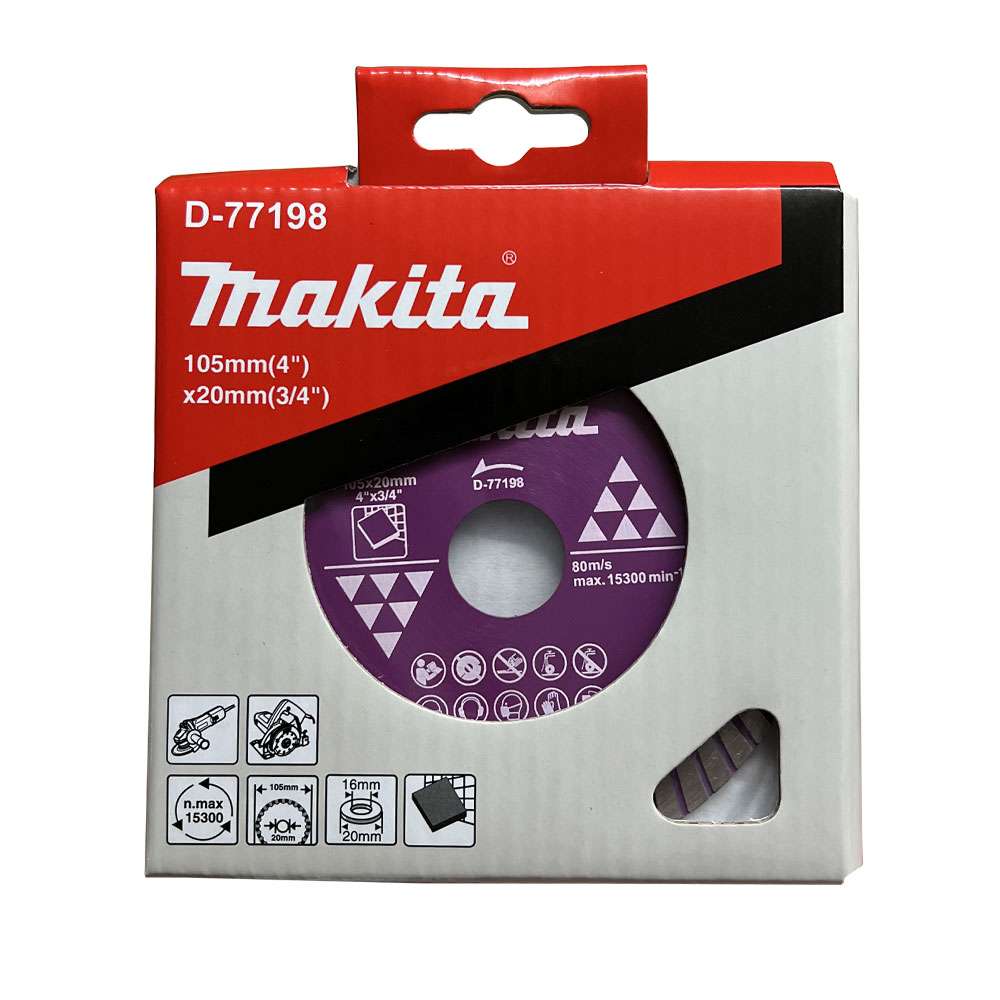 D-77198 ใบเพชร แบบซี่ ตัดกระเบื้อง ขนาด 4นิ้ว 105x2x7x20x16มิลลิเมตร (สีม่วง)