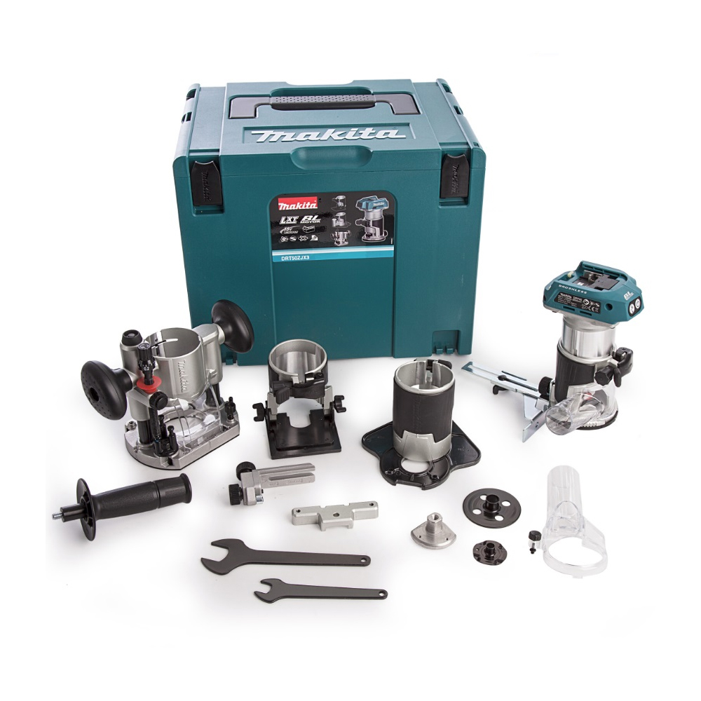 DRT50ZJX3 เครื่องเร้าเตอร์ไร้สาย 1/4" (6 มม.) Makpac + อุปกรณ์เสริม (LXT Li-ion-18V)