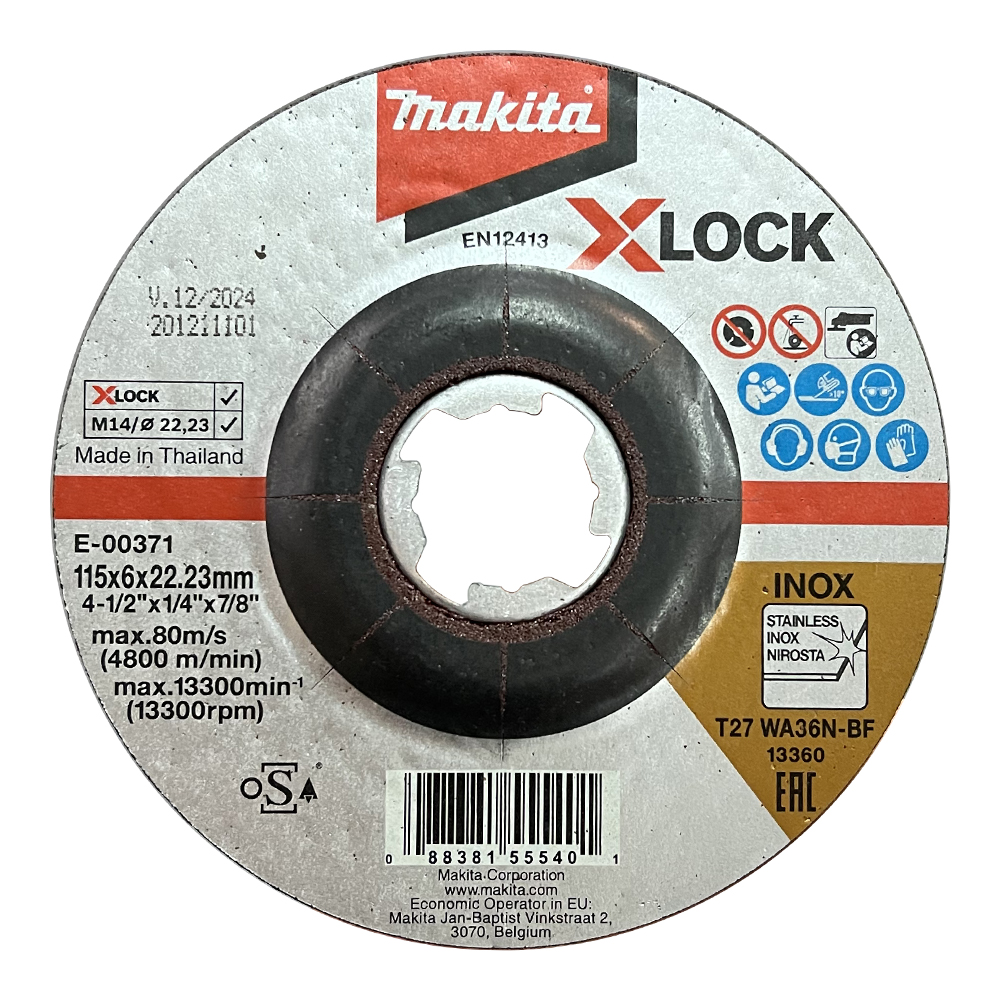 test E-00371 Grinding Wheel 115x6x22.23mm (4") WA36N X-Lock (STL) (B75 S25)