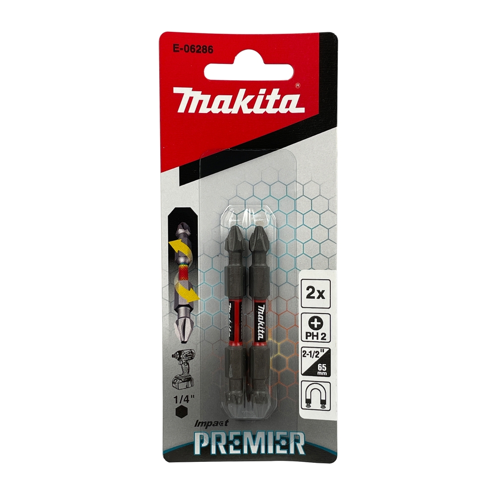 E-06286 ดอกไขควง 2 ด้าน Impact Premier Torsion PH2x65mm MZ