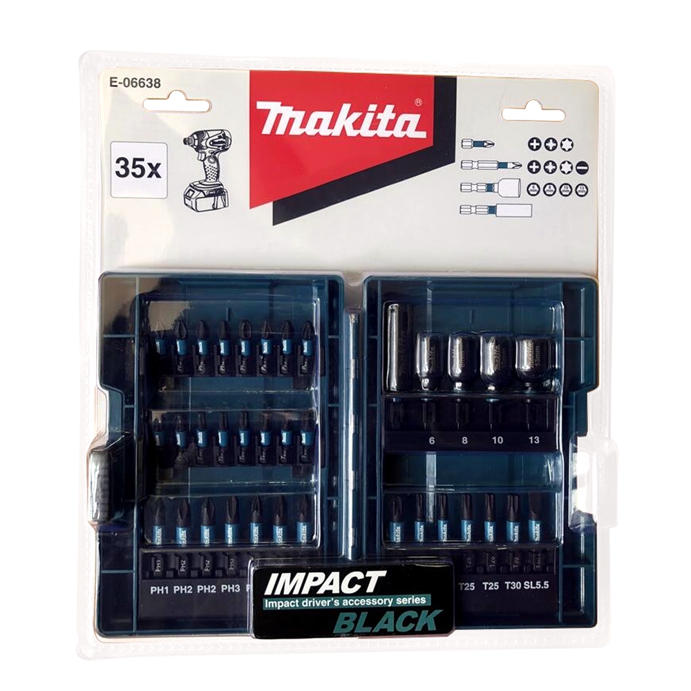 E-06638 ชุดดอกไขควง Impact Black ดอกเจาะ 35 ชิ้น NZ