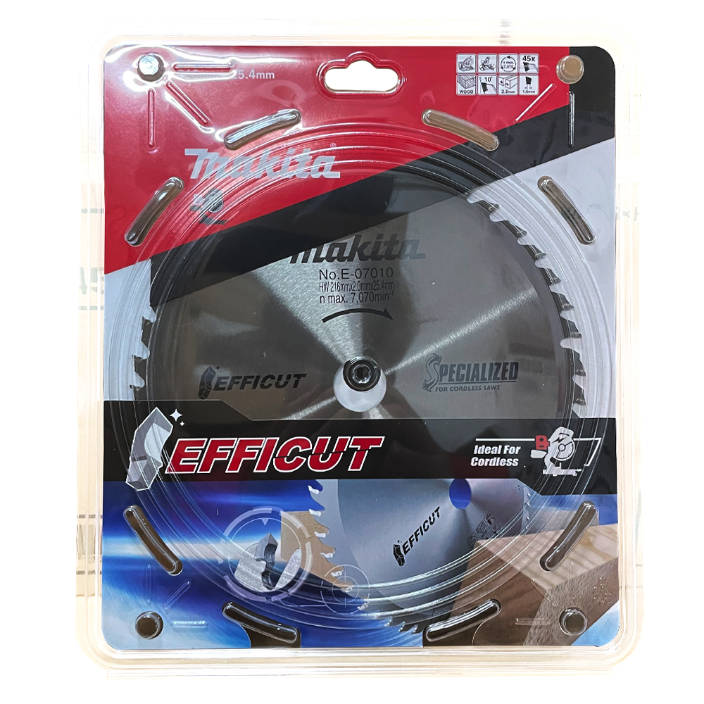 E-07010 ใบเลื่อย Efficut 216x25.4x2.0x45T ตัดไม้