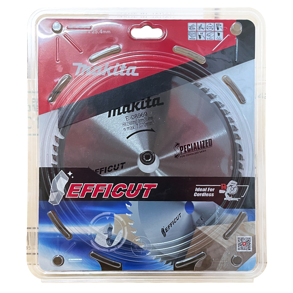 E-08969 ใบเลื่อย Efficut 216x25.4x2.0x60T ตัดไม้