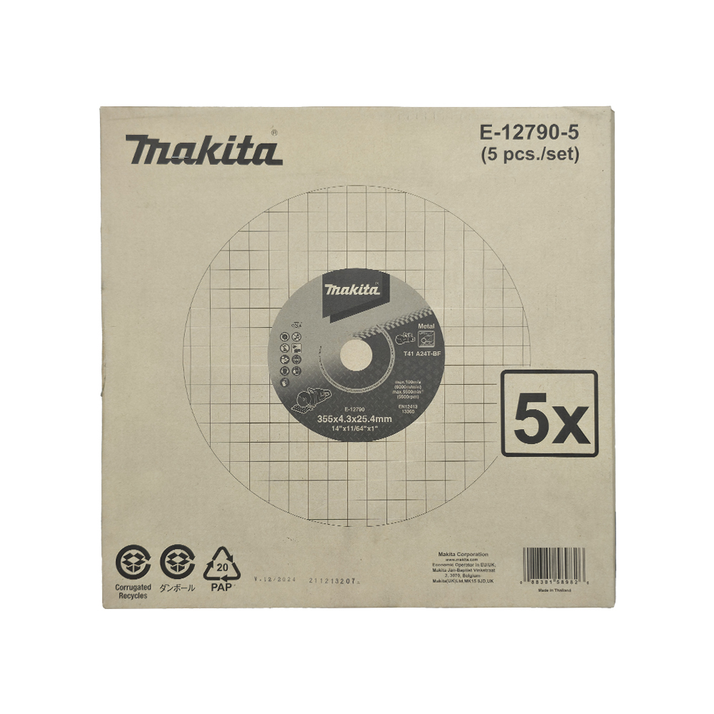 E-12790-5 Cut-off Wheel 355x4.3x25.4mm (14") A24T Stainess (5Pcs/Set)