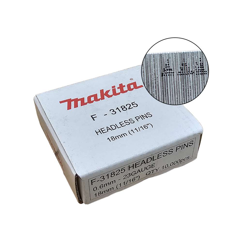 F-31825 Pin nail 23Ga 18mm (11/16") DPT350/353 (10,000pcs/box)