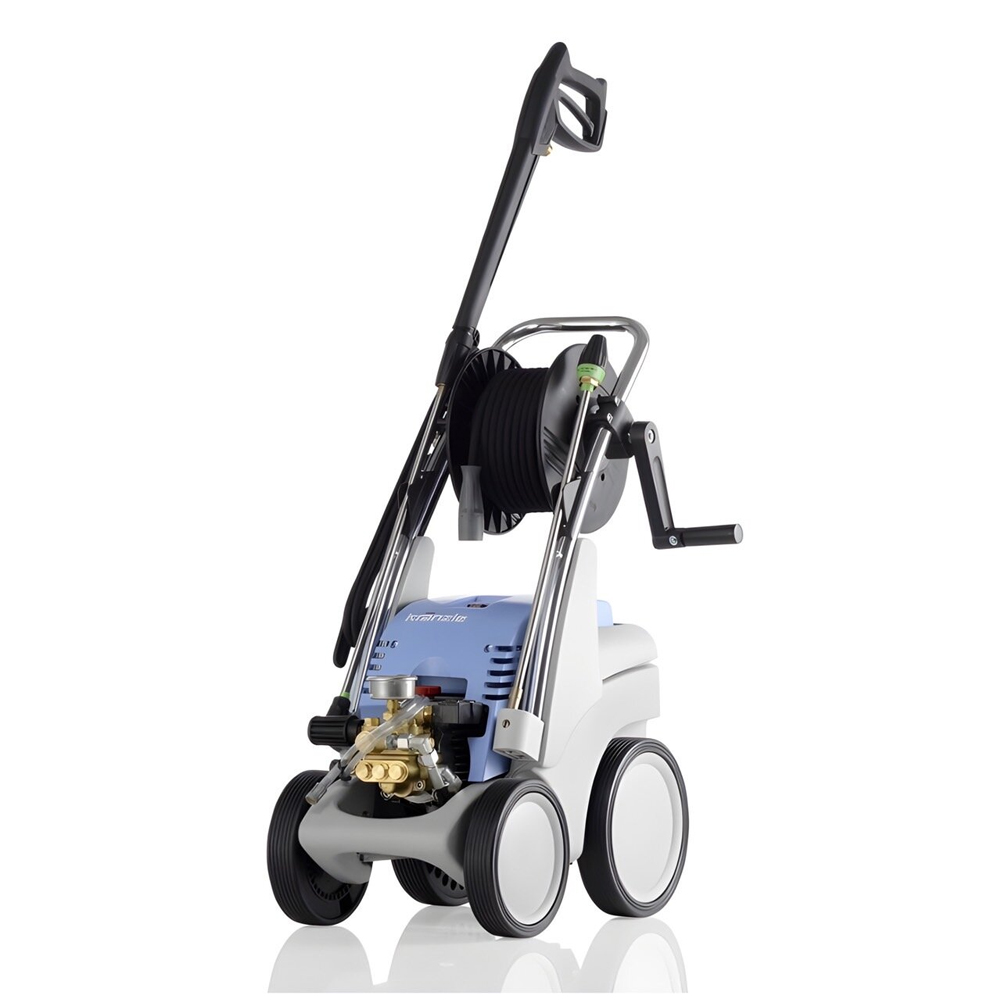 Quadro 12/150 TS T DK  ปั๊มอัดฉีด 150 บาร์ 1,400 รอบ/นาที 400 โวลท์ ระบบ Total Stop ล้อเก็บสายอัดฉีด หัวฉีดน้ำวน