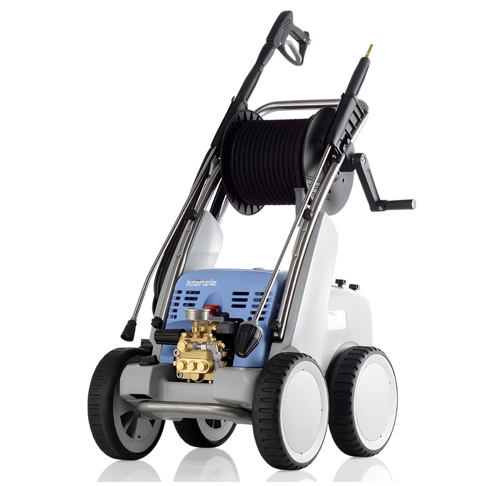 Quadro 1500 TS T DK ปั๊มอัดฉีด 140 บาร์ 1,400 รอบ/นาที 400 โวลท์ ระบบ Total Stop ล้อเก็บสายอัดฉีด หัวฉีดน้ำวน