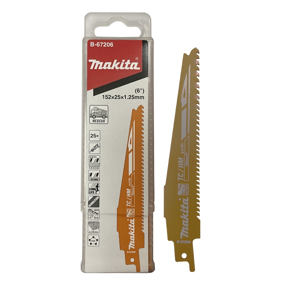 B-67206 Recipro Saw Blade 6-8Tpi 152mm (Rescue) (TC/HM) (25Pcs/Pack)