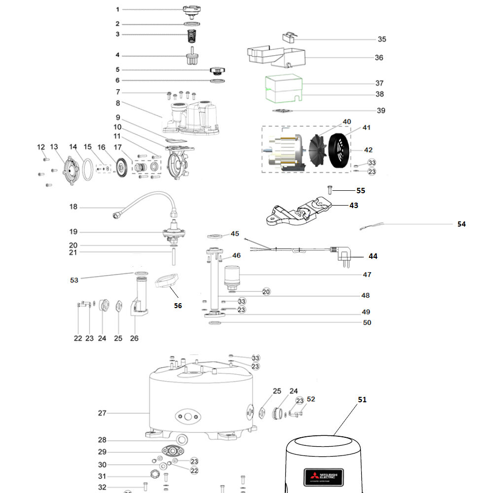 Alternative view of WP-255R2 ปั๊มน้ำแบบอัตโนมัติ 250วัตต์ ถังกลม